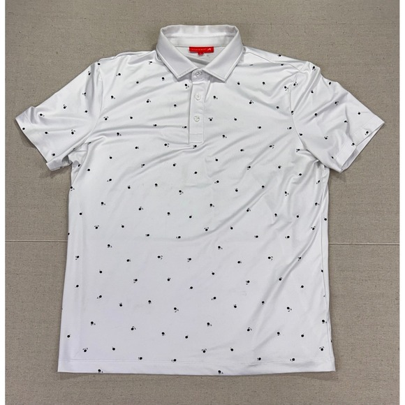 Redvanly Other - Redvanly Mens Large Golf Polo White Black Floral Print Short Sleeve Shirt AO